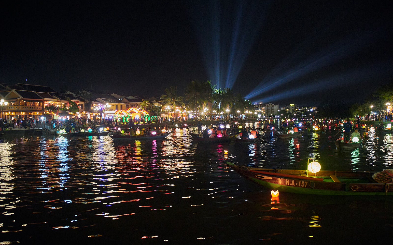 Lantern-Lit Sampans on the Hoai River at Night